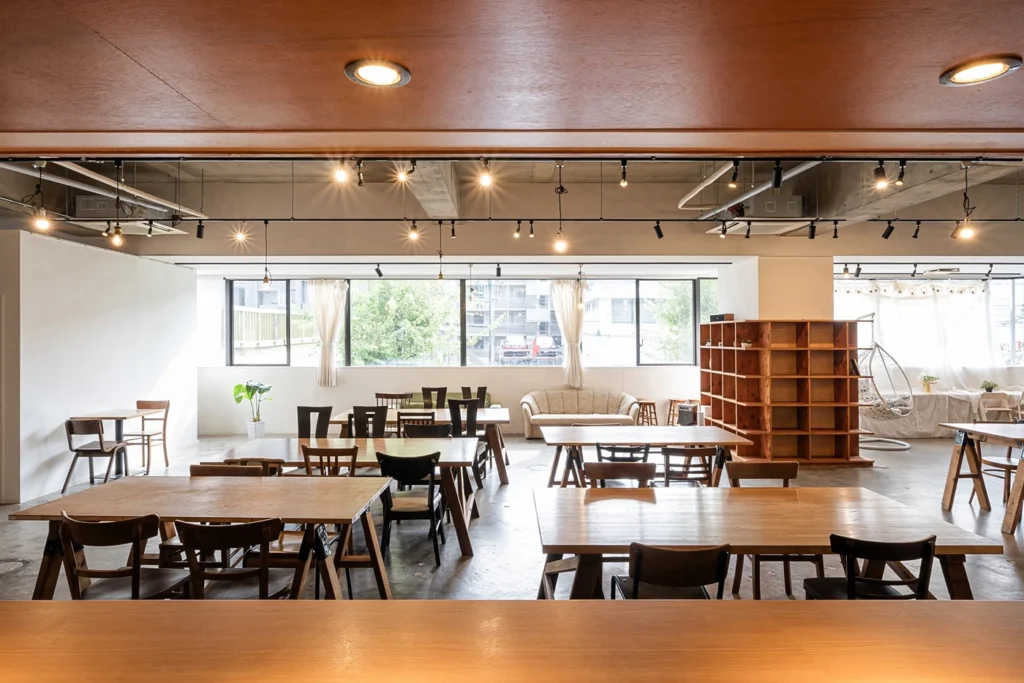 Interior of event space and cafe