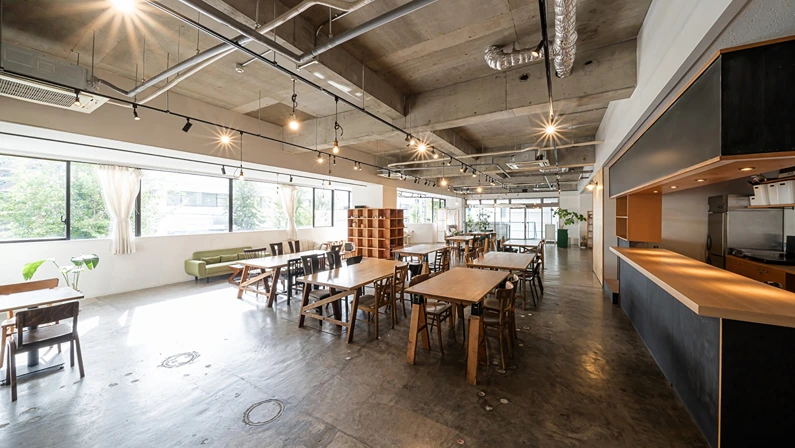 Interior of event space and cafe